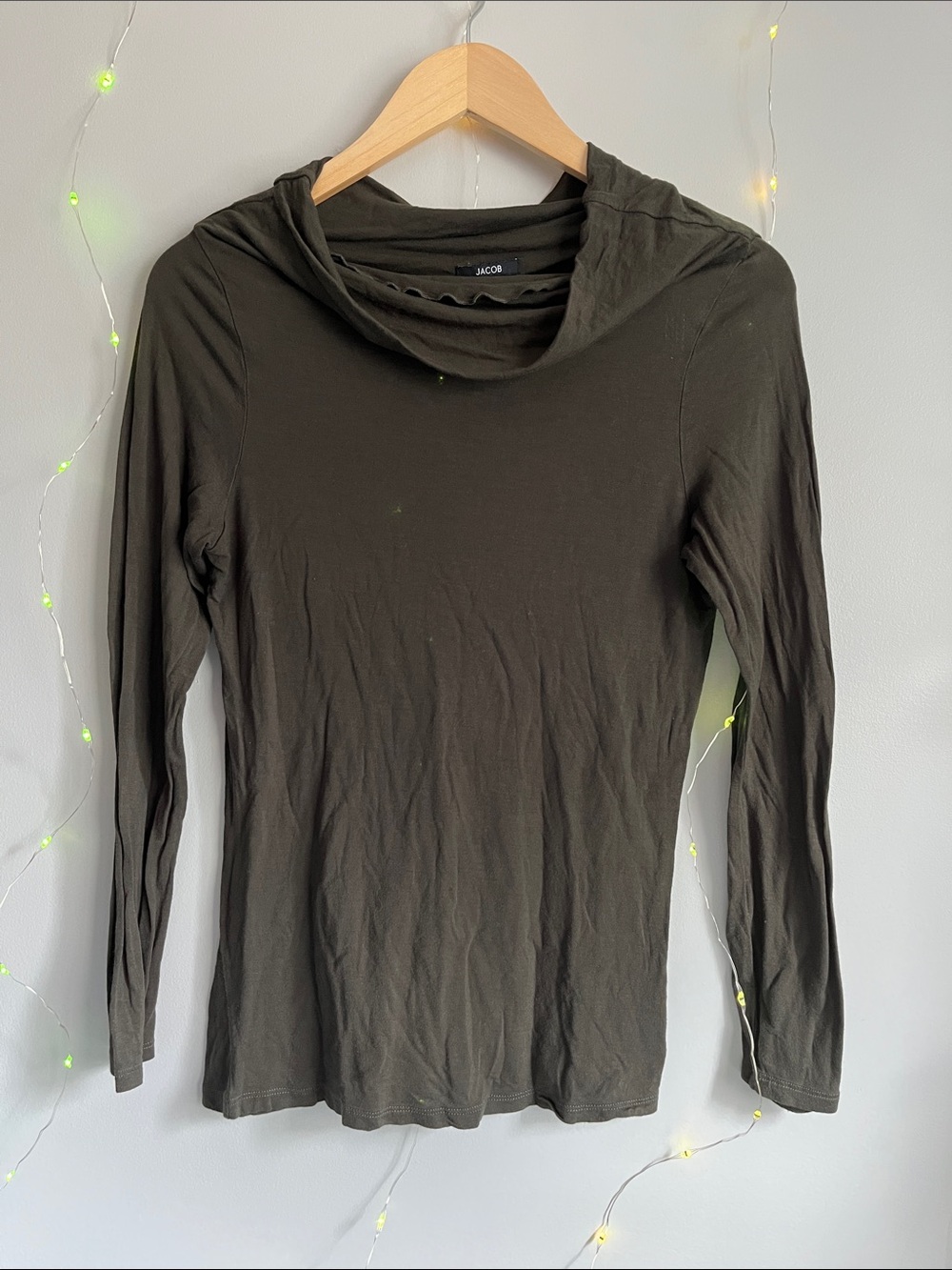 Jacob Olive Green Long Sleeve Cowl Neck Tee